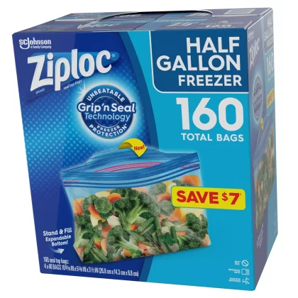 [SET OF 2] - Ziploc Half Gallon Freezer Bags (160 ct.)