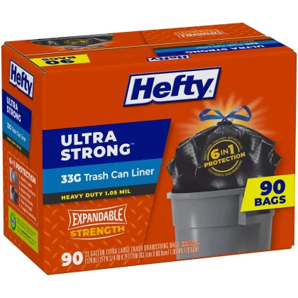 [SET OF 2] - Hefty Ultra Strong 33-Gallon Trash Bags (90 ct.)