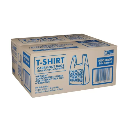 [SET OF 2] - Poly-America T-Shirt Carry-Out Bags, 11.5" x 6.5" x 22" (1,000 ct.)