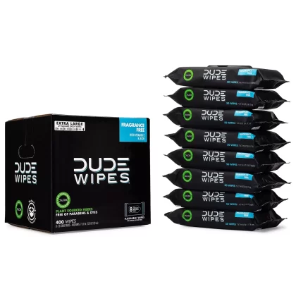 [SET OF 2] - DUDE Wipes, Flushable Wipes, Extra Large and Fragrance-Free Wipes (400 ct.)