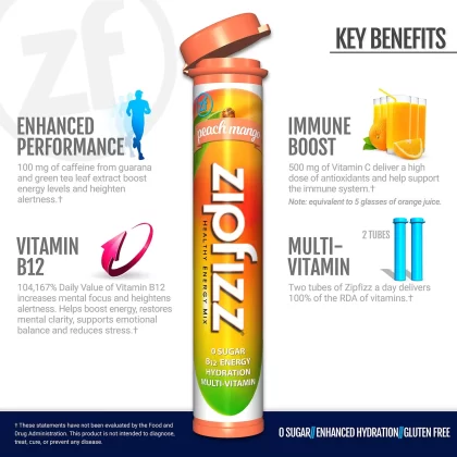 Zipfizz Energy Drink Mix, Peach Mango (20 ct.)