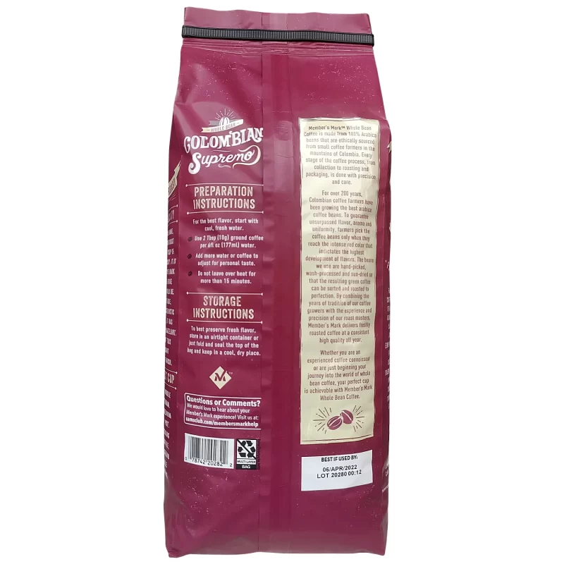 [SET OF 2] - Member's Mark Colombian Supremo Whole Bean Coffee (40 oz.)