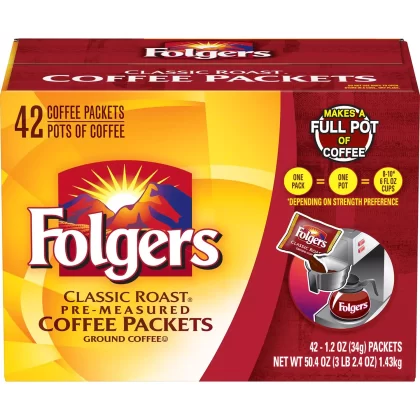 [SET OF 2] - Folgers Classic Roast Ground Coffee Packets (1.2 oz., 42 ct.)
