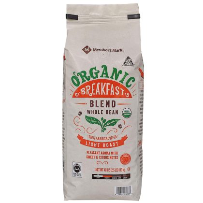 [SET OF 2] - Member's Mark Organic Breakfast Blend Whole Bean Coffee (40 oz.)