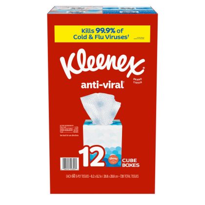 [SET OF 2] - Kleenex Anti-Viral 3-Ply Facial Tissue - Cube boxes (60 tissues, 12 ct./pk.)