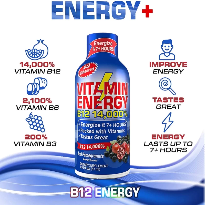 Vitamin Energy B12 14,000% Energy Shot, Acai Pomegranate (24 pk.)