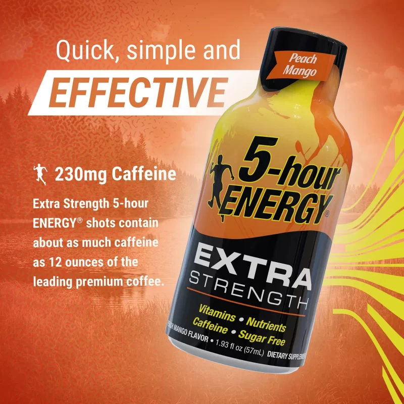 5-Hour Energy Shot, Extra Strength, Peach Mango (1.93 oz., 24 ct.)