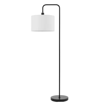 Globe Electric Barden Floor Lamp in Matte Black with Linen Shade and LED Bulb