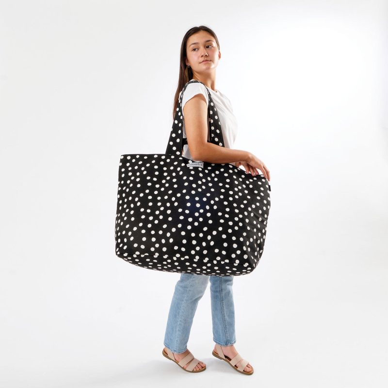 Fit & Fresh The Foundry Collection All The Things XL Tote Bag, Black & White Dots