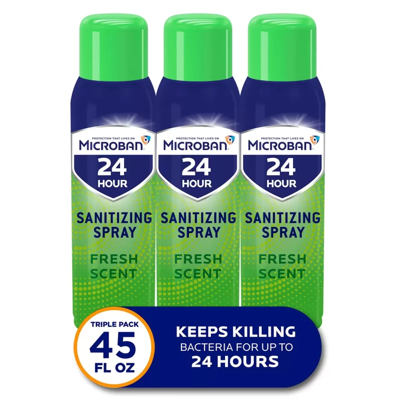 [SET OF 2] - Microban 24-Hour Disinfectant Sanitizing Spray, Fresh Scent (15 oz., 3 ct./pk.))