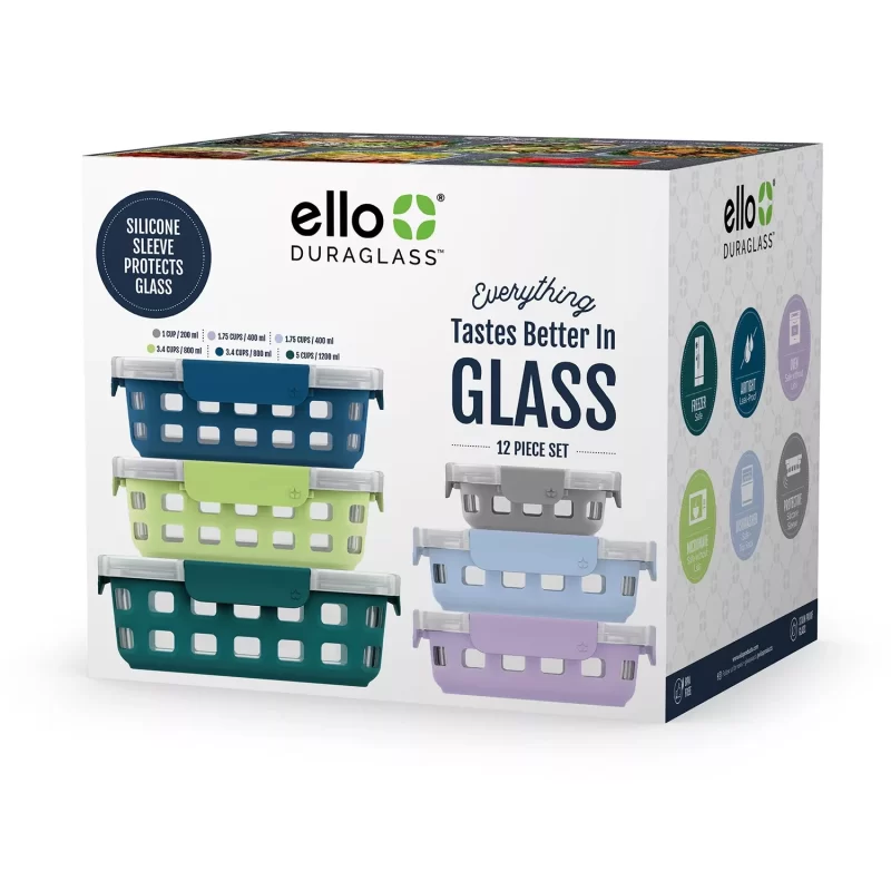 Ello DuraGlass 12-piece Glass Food Storage Set