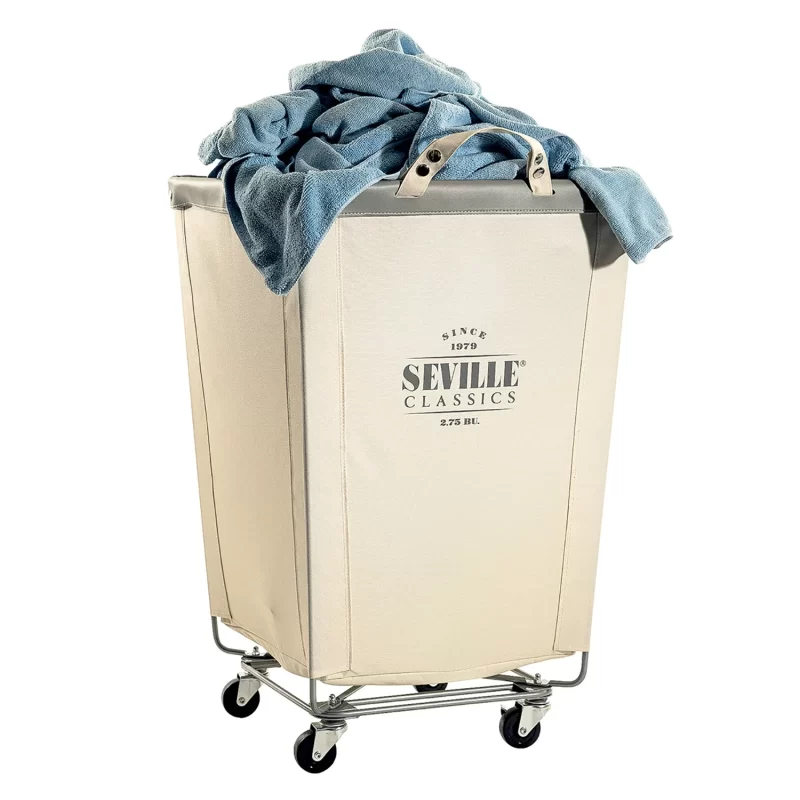 Seville Classics Commercial Heavy-Duty Canvas Laundry Hamper With Wheels