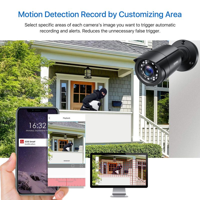 ZOSI H.265+ 8CH 5MP Lite DVR 1080P Home Security Camera System Outdoor