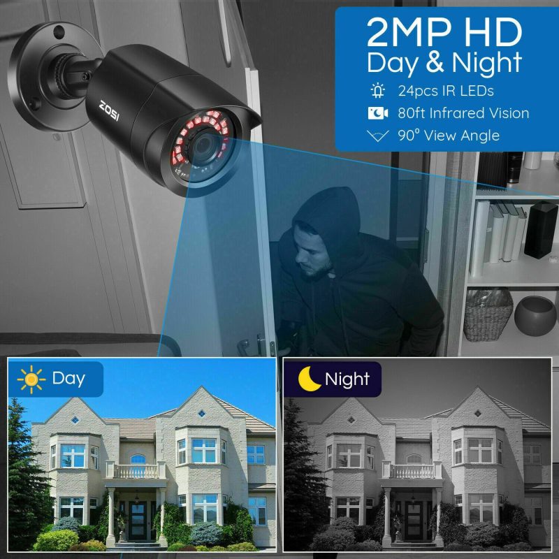 ZOSI H.265+ 8CH 5MP Lite DVR 1080P Home Security Camera System Outdoor