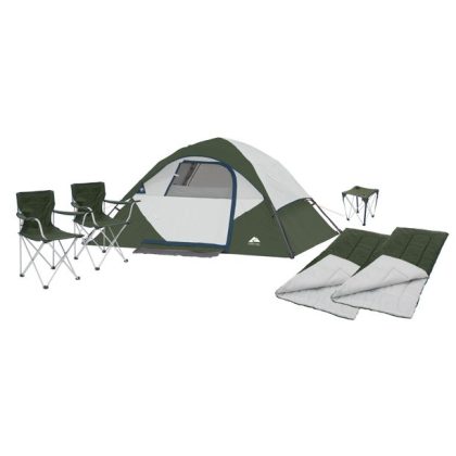 Ozark Trail 6-Piece Camping Combo, Green (Room Tent, Sleeping Bags, Chairs, Travel Table)