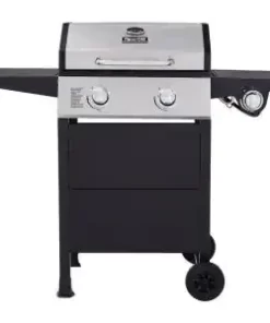 Dyna-Glo 2-Burner Open Cart Propane Gas Grill In Stainless Steel And Black With Side Burner