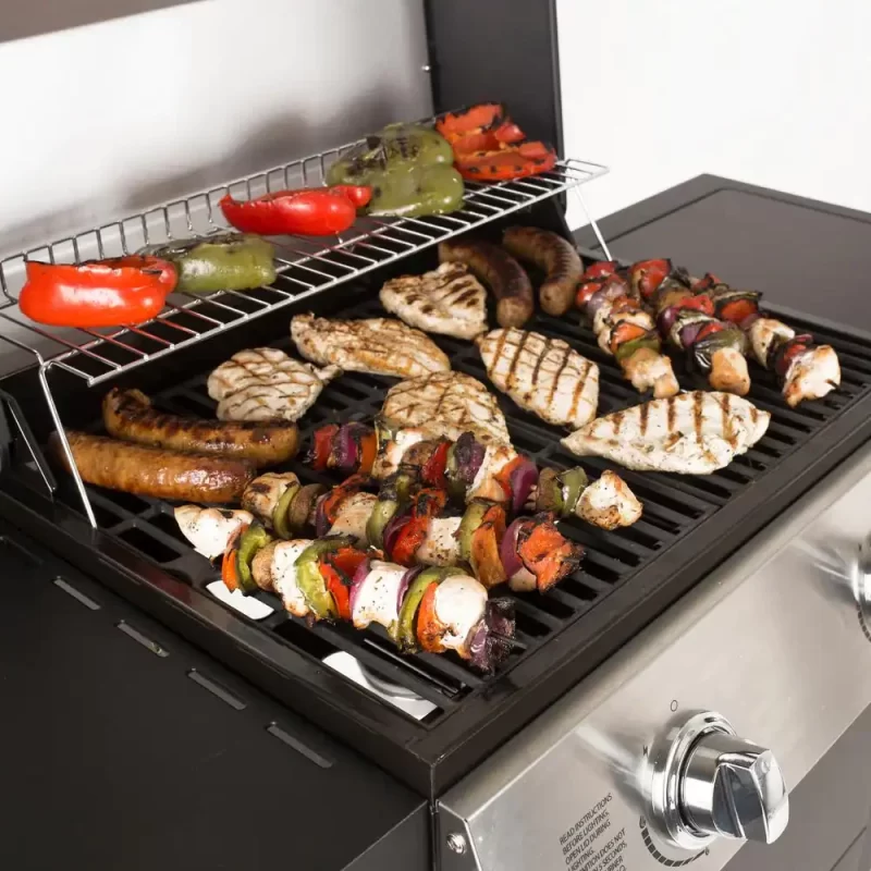 Dyna-Glo 2-Burner Open Cart Propane Gas Grill In Stainless Steel And Black With Side Burner