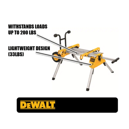 Dewalt DW7440RS 33lbs. Heavy Duty Rolling Table Saw Stand with Quick-Connect Stand Brackets with 200lbs. Capacity