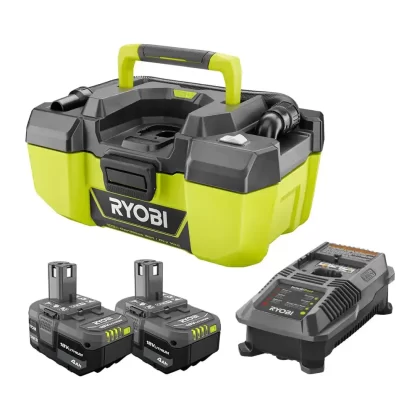 Ryobi ONE+ 18V Lithium-Ion 4.0 Ah Battery (2-Pack) With 18V Lithium-Ion Charger with Cordless 3 Gal. Project Wet/Dry Vacuum