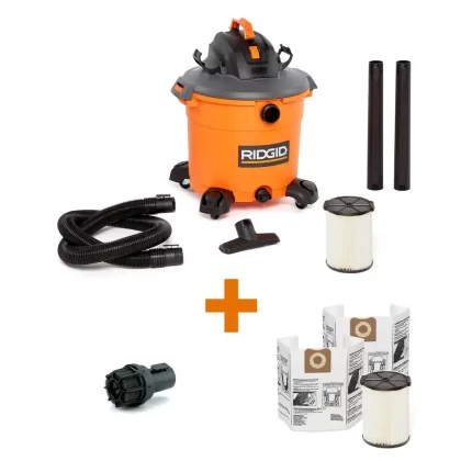 Ridgid 16 Gal. 5.0-Peak HP NXT Wet/Dry Shop Vacuum With 2 Filters, 2-Pack Dust Bags, Hose, Diffuser And 3 Accessories