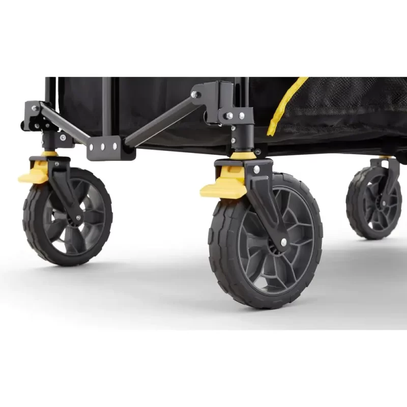 Gorilla Carts 7 Cu. Ft. Collapsible Folding Outdoor Utility Wagon With Oversized Bed, Black