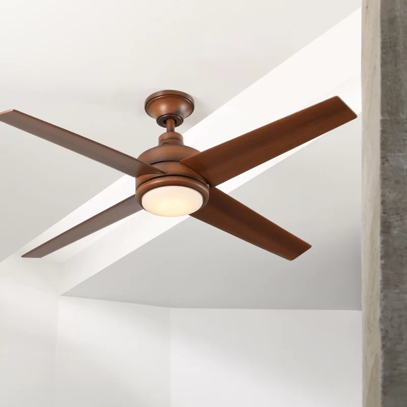 Home Decorators Collection Mercer 52 in. LED Indoor Distressed Koa Ceiling Fan With Light Kit and Remote Control