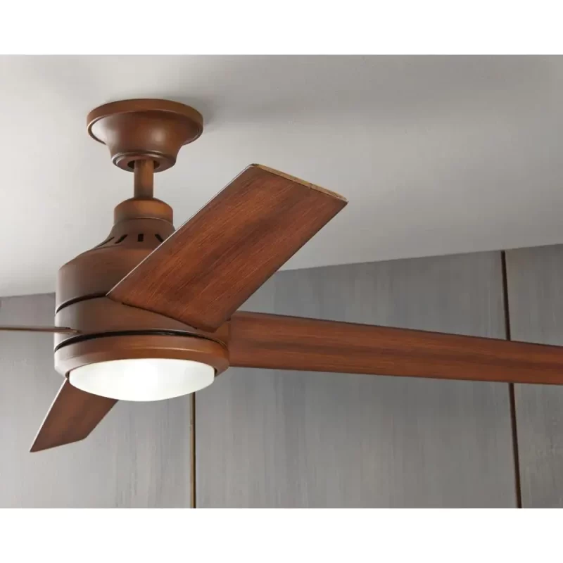 Home Decorators Collection Mercer 52 in. LED Indoor Distressed Koa Ceiling Fan With Light Kit and Remote Control