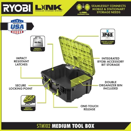 Ryobi Link Rolling Tool Box With Link Medium Tool Box And Link Standard Tool Box