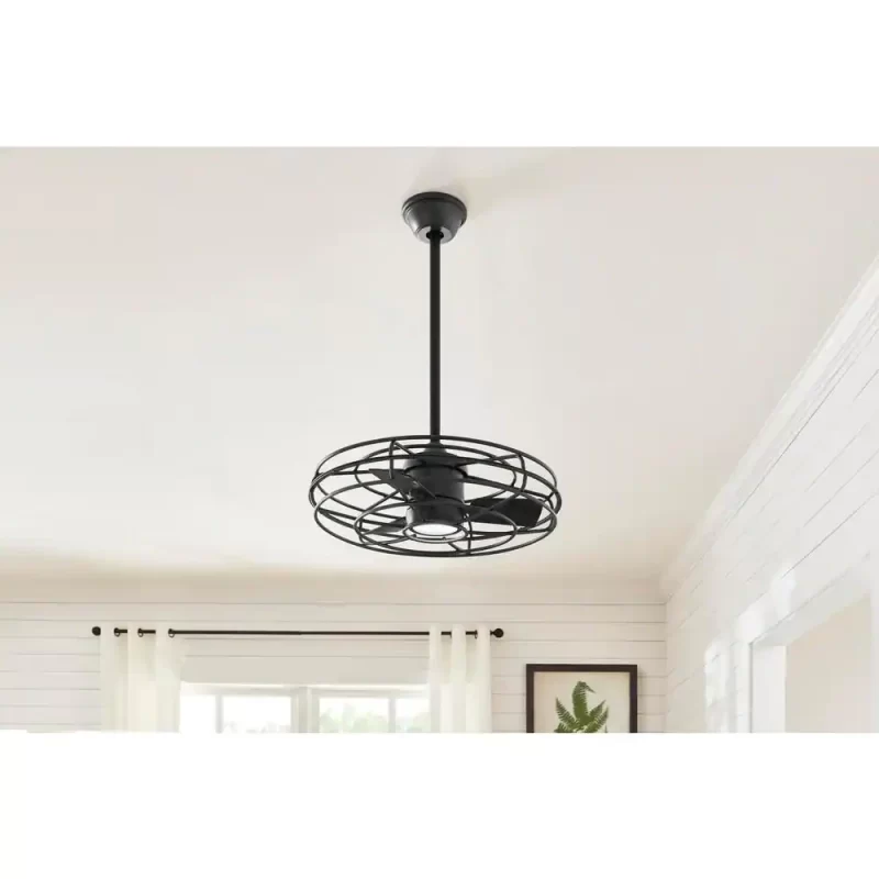Home Decorators Collection Heritage Point 25 in. Integrated LED Indoor/Outdoor Natural Iron Ceiling Fan With Light And Remote Control
