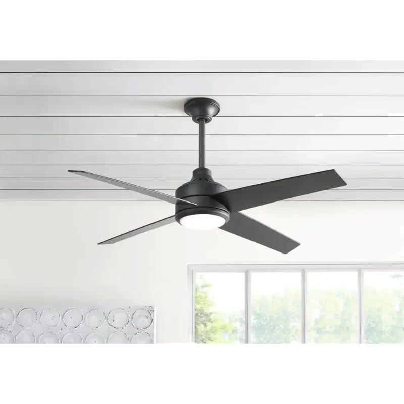 Home Decorators Collection 52 in. Mercer LED Indoor Matte Black Ceiling Fan