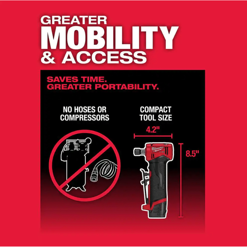 Milwaukee M12 FUEL 12-Volt Lithium-Ion Brushless Cordless 1/4 in. Right Angle Die Grinder, Tool-Only (2485-20)