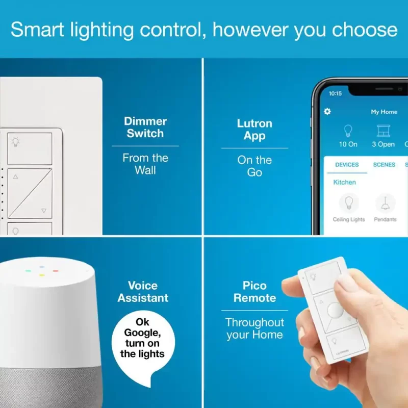 Lutron Caseta Wireless Smart Lighting Dimmer Switch (2 Count) Starter Kit With Smart Bridge