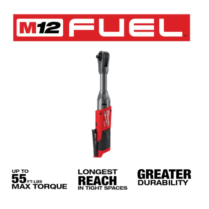 Milwaukee M12 FUEL 12-Volt 3/8 in. Lithium-Ion Brushless Cordless Extended Reach Ratchet, Tool-Only (2560-20)