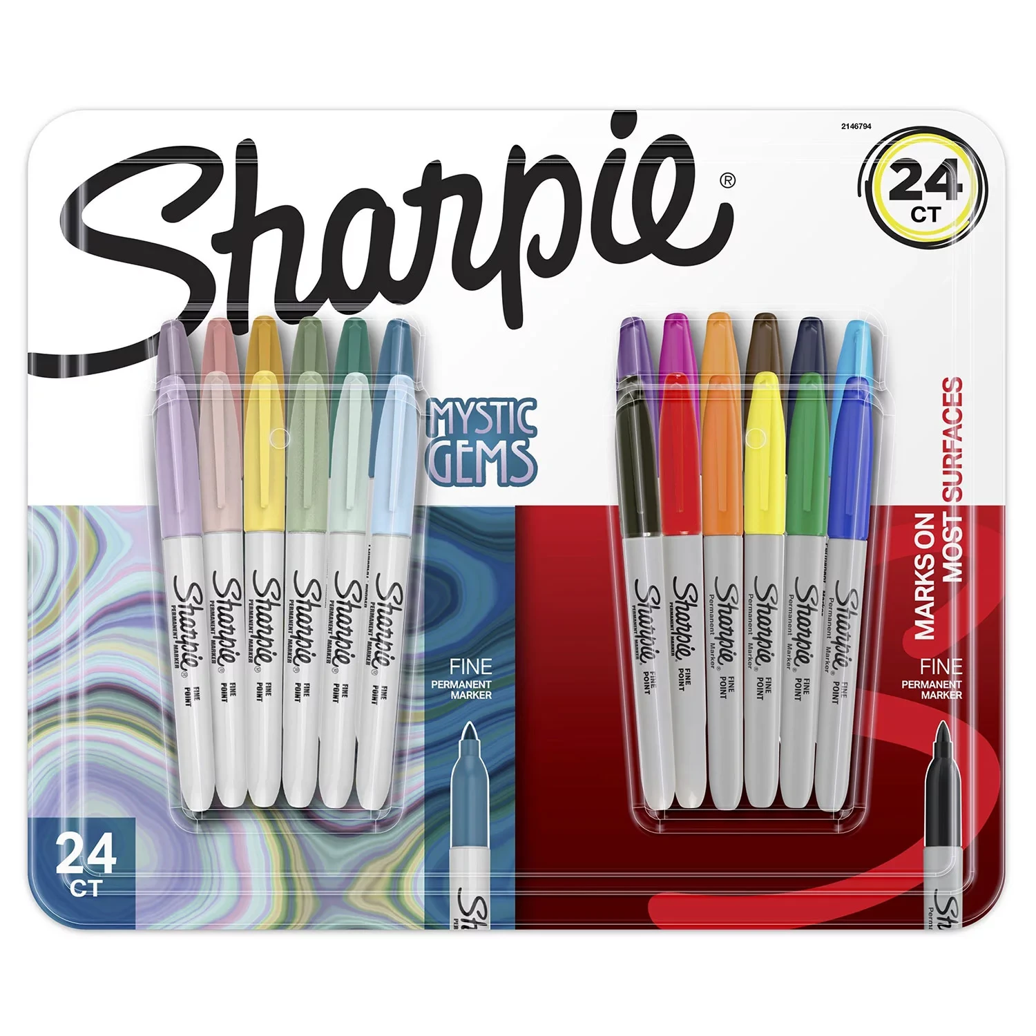 Sharpie Permanent Marker, Fine, Assorted Colors , 24 Count, Pack Of 3