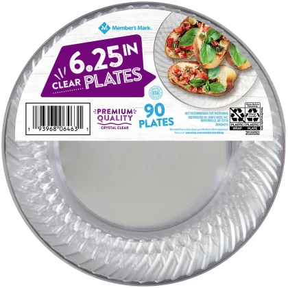 [SET OF 2] - Member's Mark Clear Plastic Plates, 6.25" (90 ct./pk.)