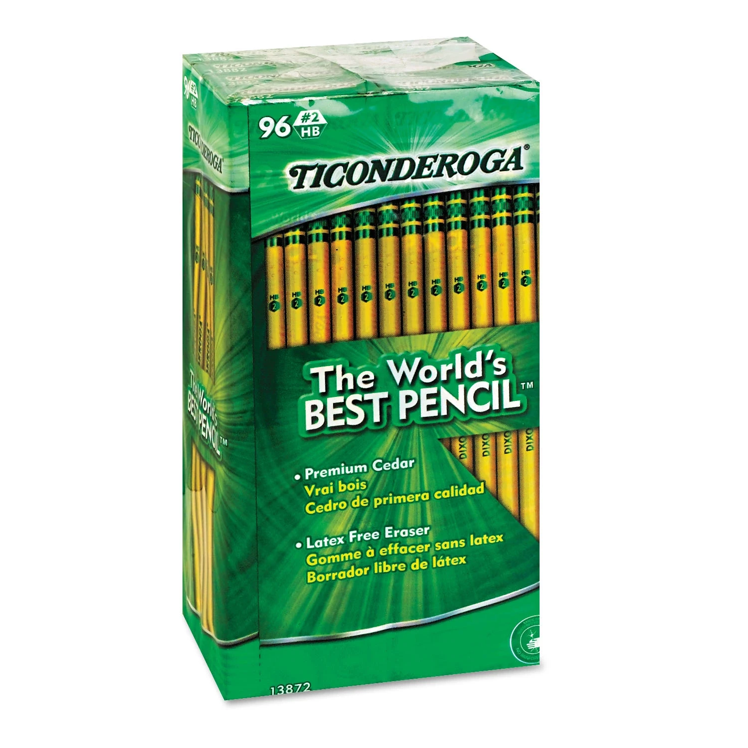 Dixon Ticonderoga Woodcase Pencil, HB #2, Yellow Barrel, 96ct., Pack Of 3