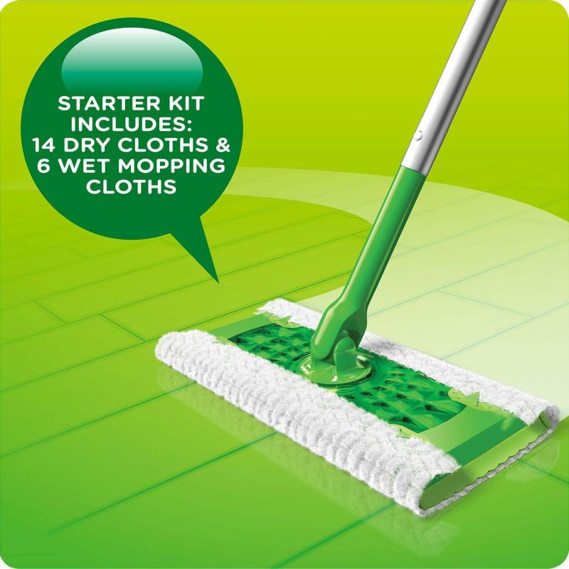 Swiffer Sweeper Dry + Wet Sweeping Kit (1 Sweeper, 14 Dry Cloths, 6 Wet Cloths), Pack Of 3