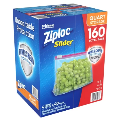 [SET OF 3] - Ziploc Storage Slider Quart Bags