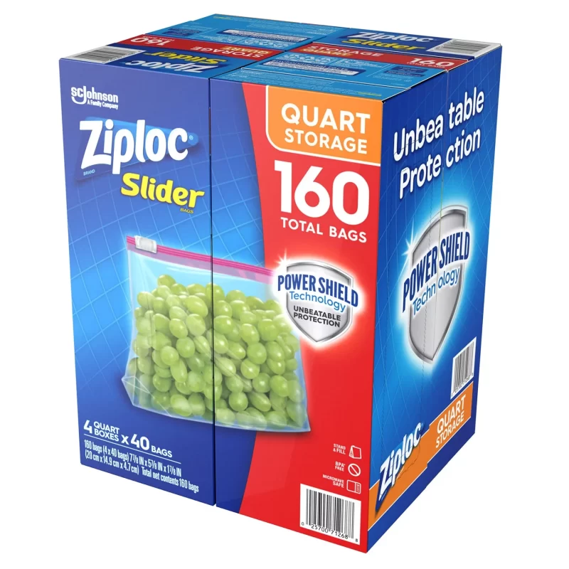 [SET OF 3] - Ziploc Storage Slider Quart Bags