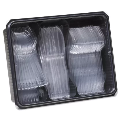[SET OF 2] - Dixie Cutlery Keeper Tray with Clear Plastic Utensils (180 ct.)