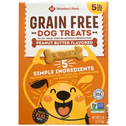 Member's Mark Grain-Free Dog Treat Biscuits, Peanut Butter Flavored (5 lbs.), Pack Of 3