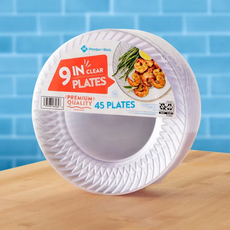 [SET OF 2] - Member's Mark Clear Plastic Plates, 9" (45 ct./pk.)