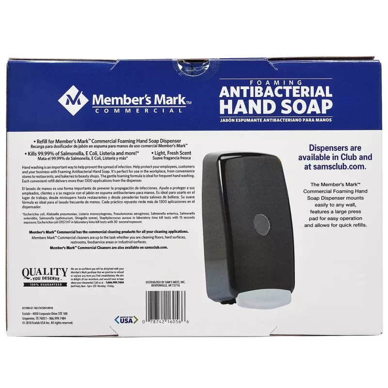 [SET OF 3] - Member's Mark Commercial Foaming Antibacterial Hand Soap Refill (33.8 oz., 2 ct./pk.),