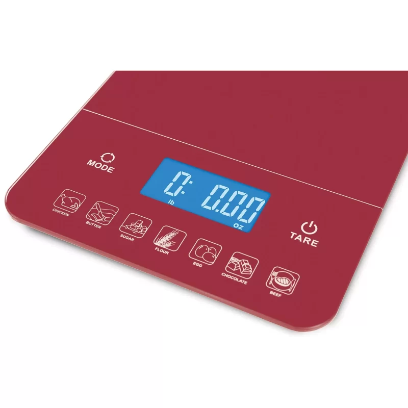 [SET OF 2] - Ozeri Touch III 22 lbs (10 kg) Digital Kitchen Scale With Calorie Counter, Tempered Glass, Red