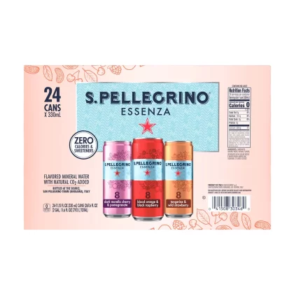 [SET OF 2] - S.Pellegrino Essenza Flavored Mineral Water Variety Pack (24 can/pk.)