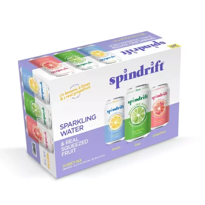[SET OF 2] - Spindrift Sparkling Water with Real Squeezed Fruit, Variety Pack (24 cans/pk.)