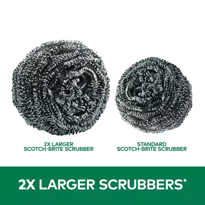 [SET OF 3] - Scotch-Brite 2x Larger Stainless Steel Scrubbers Club Pack, 16 Scrubbers Per Pack,