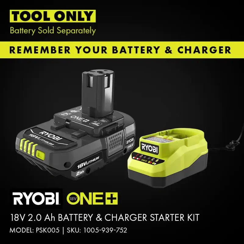 Ryobi ONE+ 18V Lithium-Ion Cordless AirStrike 15-Gauge Angled Finish Nailer (Tool Only) With Sample Nails