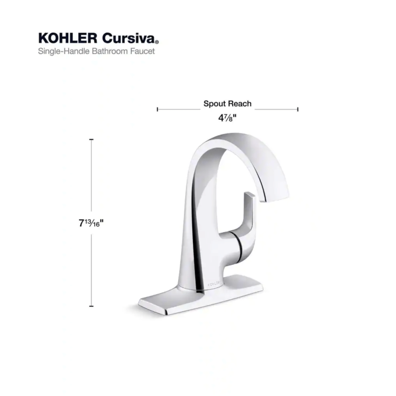 Kohler Cursiva Single Hole Single-Handle Bathroom Faucet in Polished Chrome