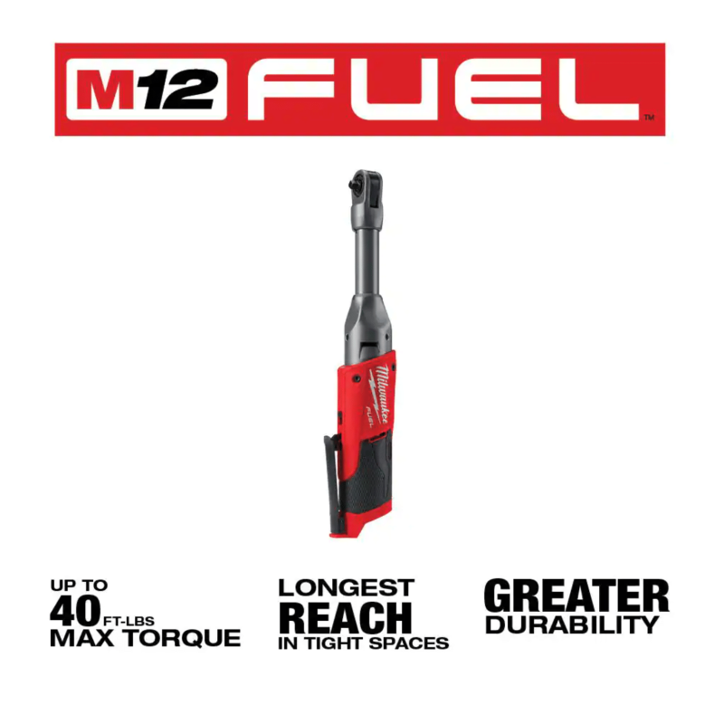 Milwaukee M12 Fuel 12-Volt Lithium-Ion Brushless Cordless 1/4 in. Extended Reach Ratchet, Tool-Only (2559-20)